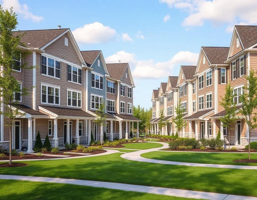 Row of townhomes in an HOA community